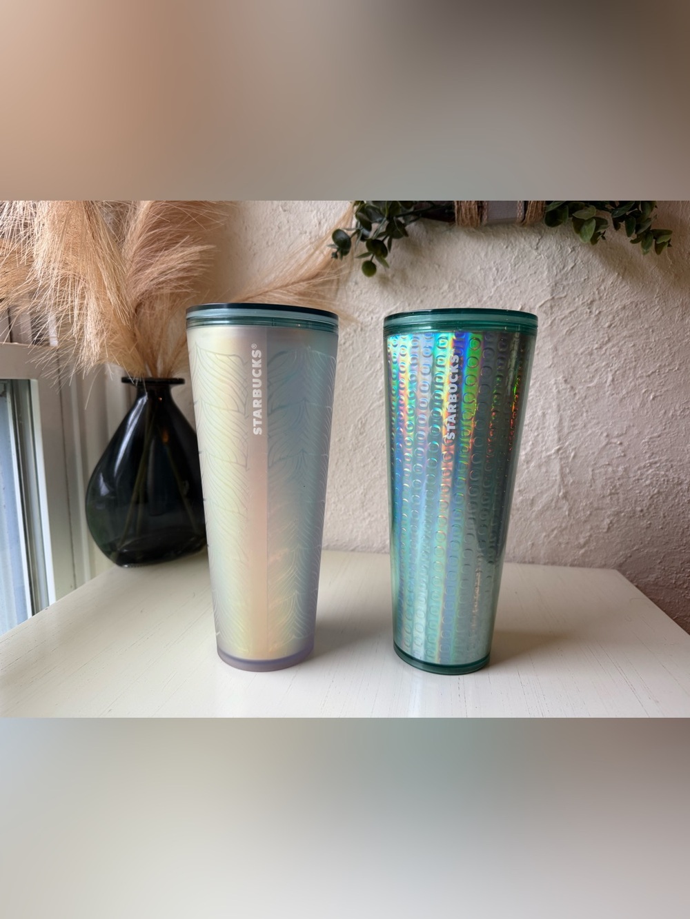 Starbucks Cold Cup Tumbler Iridescent Green set of two